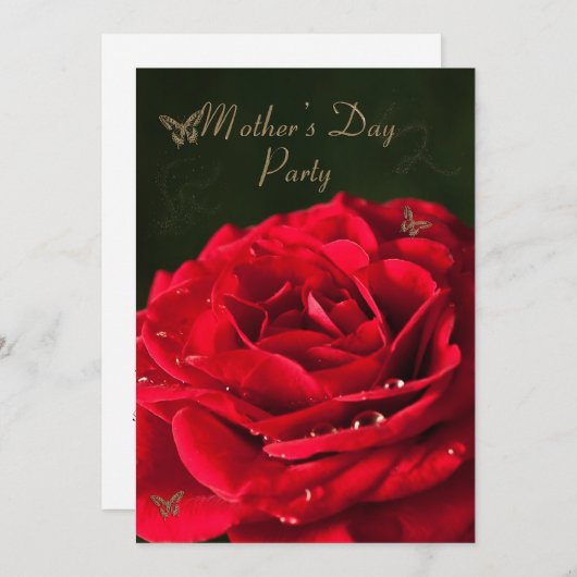 母の日パーティーへの招待状 招待状 (正面/裏面)