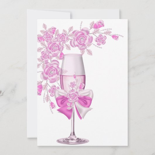 母の日ピンクかわいらしローズシャンパンブランチ2 招待状 (裏面)