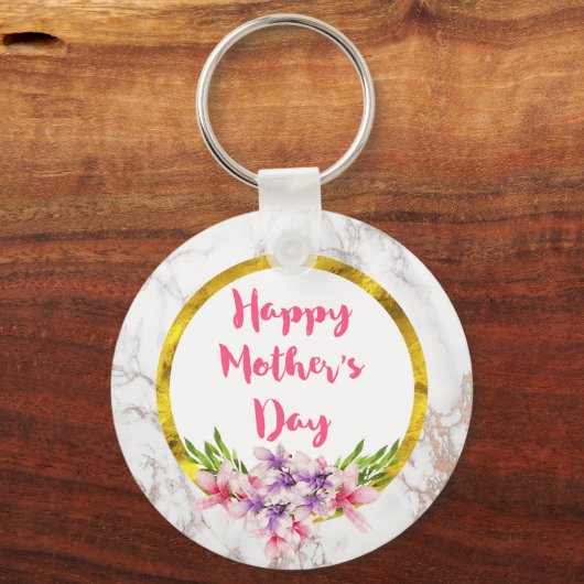 母の日ピンクと紫の水色マグノリアス キーホルダー (正面)