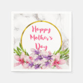 母の日ピンクと紫の水色マグノリアス スタンダードカクテルナプキン (正面)
