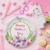 母の日ピンクと紫の水色マグノリアス ペーパープレート (パーティー)
