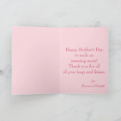 母の日ピンクと緑のフローラプリント写真 カード (内部)