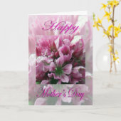 母の日ピンクと緑の花 カード (黄色い花)