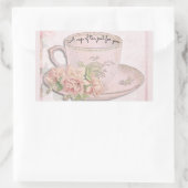 母の日ピンクのお茶 長方形シール (バッグ)