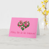 母の日ピンクのチューリップハートカードスペインの カード (黄色い花)