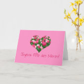 母の日ピンクのチューリップハートカードフランスの カード (黄色い花)