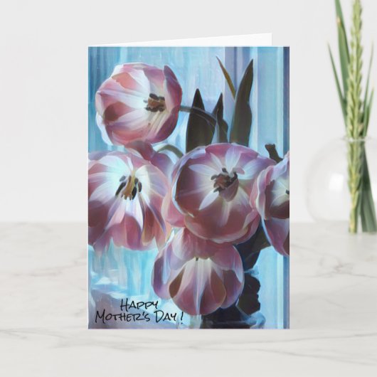 母の日ピンクのチューリップ カード (正面)