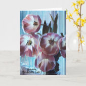 母の日ピンクのチューリップ カード (黄色い花)