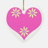 母の日ピンクのハートと黄色の花 セラミックオーナメント (裏面)