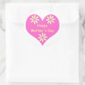 母の日ピンクのハートと黄色の花 ラウンドシール (バッグ)