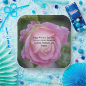 母の日ピンクのバラ露ドロップフローラ写真 ペーパープレート (パーティー)