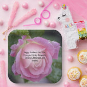 母の日ピンクのバラ露ドロップフローラ写真 ペーパープレート (パーティー)