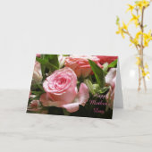 「母の日ピンクのバラ」 グリーティングカード (黄色い花)