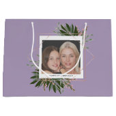 母の日ピンクのフローラカスタム写真パーソナライズされた ラージペーパーバッグ (正面)