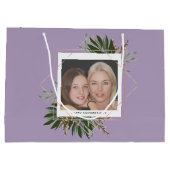 母の日ピンクのフローラカスタム写真パーソナライズされた ラージペーパーバッグ (裏面)