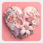 母の日ピンクのフローラシール スクエアシール (正面)