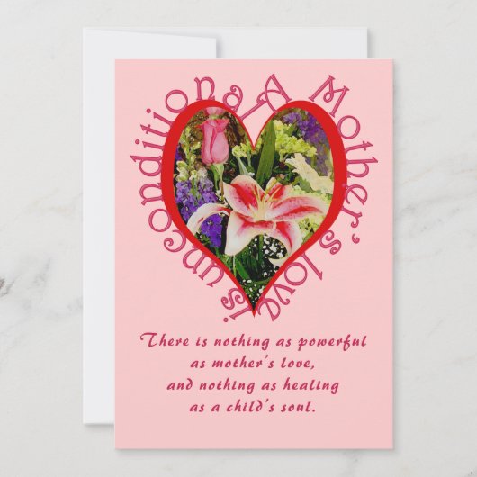 母の日ピンクのフローラ愛の無条件の詩 シーズンカード (正面)