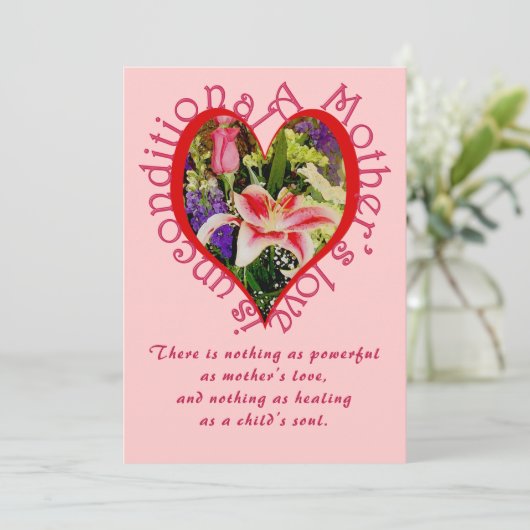 母の日ピンクのフローラ愛の無条件の詩 シーズンカード (スタンド正面)