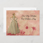 母の日ピンクのフローラ抽象芸術ヴィンテージ女性 ポストカード (正面/裏面)