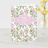 母の日ピンクのリンゴの花が白 カード (黄色い花)