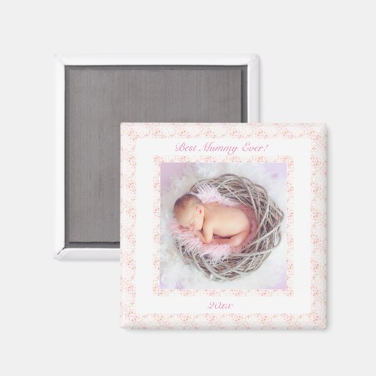 母の日ピンクの母最高の母は今まで写真のプレゼント マグネット (正面/裏面)