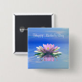 母の日ピンクの水百合 缶バッジ (正面&裏面)