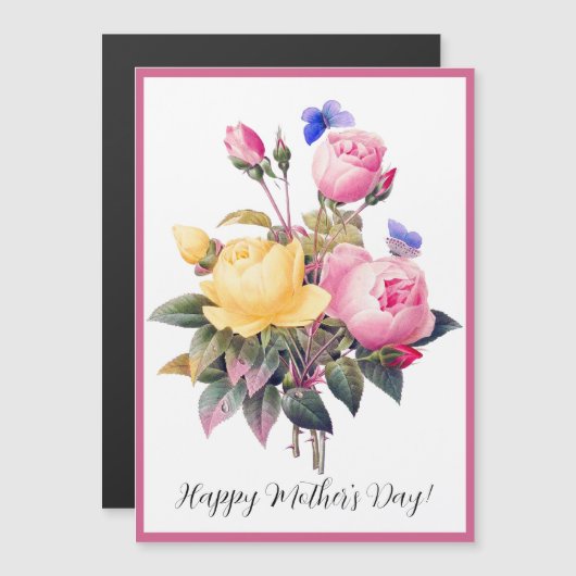 母の日ピンクイエローローズパープルバタフライ (正面/裏面)