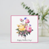 母の日ピンクイエローローズパープルバタフライ シーズンカード (スタンド正面)