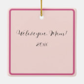 母の日ピンクイエローローズパープルバタフライ セラミックオーナメント (裏面)