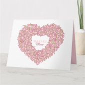 母の日ピンクチューリップハートブーケインクアート カード (正面)