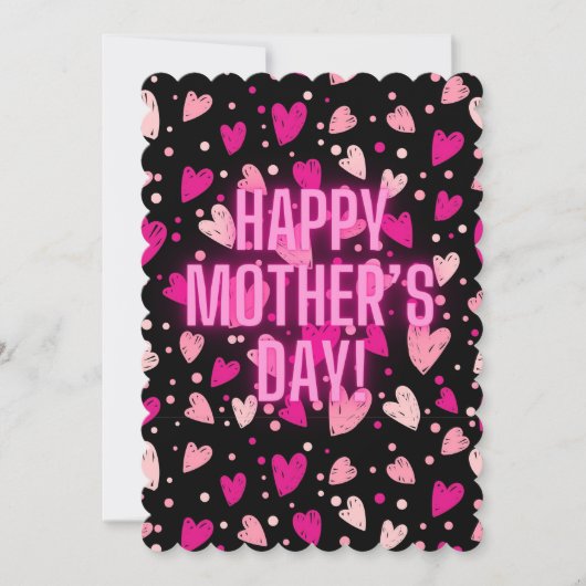 母の日ピンクネオンハートグリーティングカード シーズンカード (正面)