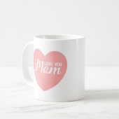 母の日ピンクハート愛ママ文字 コーヒーマグカップ (正面左)