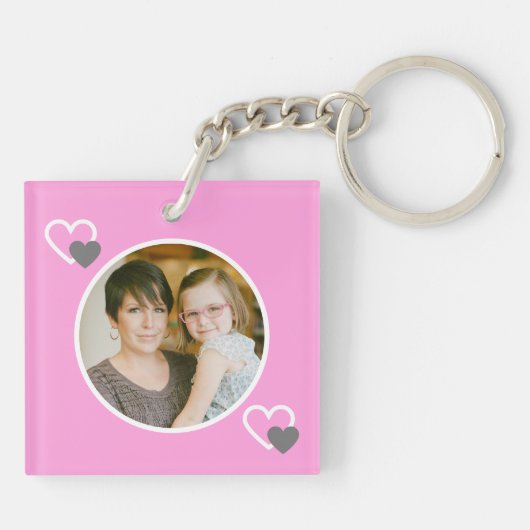 母の日ピンク最高のの母が今までパーソナライズされた写真 キーホルダー (裏面)
