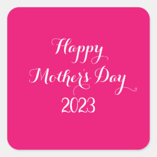 母の日ピンク白カスタム色かわいカラフルい スクエアシール
