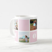 母の日ピンク5枚の写真母コラージュマグ コーヒーマグカップ (正面左)