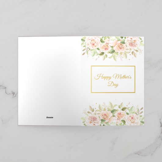 母の日フォイル折りグリーティングカード 箔グリーティングカード (外側レイダウン)