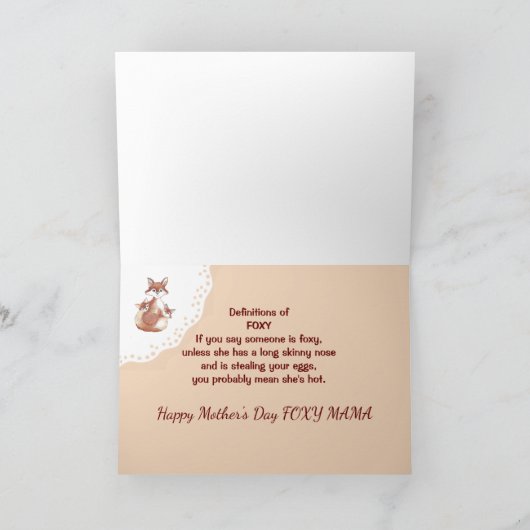 母の日フォキシーママおもしろいキツネとカブス動物 カード (内部)