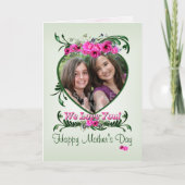 母の日フォトカードピンク色の愛の花 カード (正面)