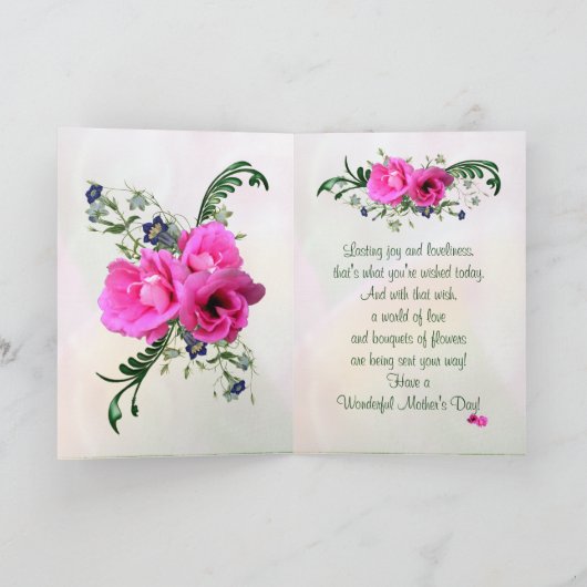 母の日フォトカードピンク色の愛の花 カード (内部)