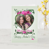 母の日フォトカードピンク色の愛の花 カード (黄色い花)