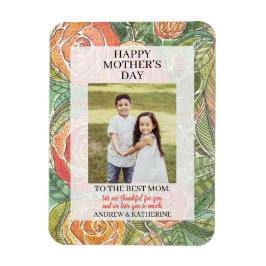 母の日フォトギフトかわいらしフローラバラ マグネット