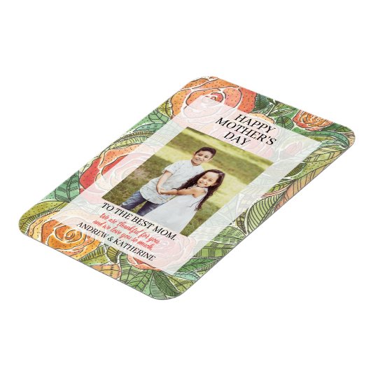 母の日フォトギフトかわいらしフローラバラ マグネット (左側)