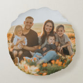 母の日フォトグレーエレガントピンクフローラ ラウンドクッション (裏面)