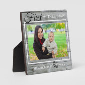 母の日フォトグレー素朴ウッド フォトプラーク (正面)