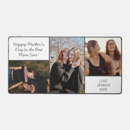 母の日フォトコラージホワイトエレガントカスタム デスクマット
