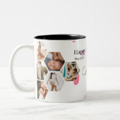 母の日フォトコラージュ12枚の写真とカスタム文字 ツートーンマグカップ (左)