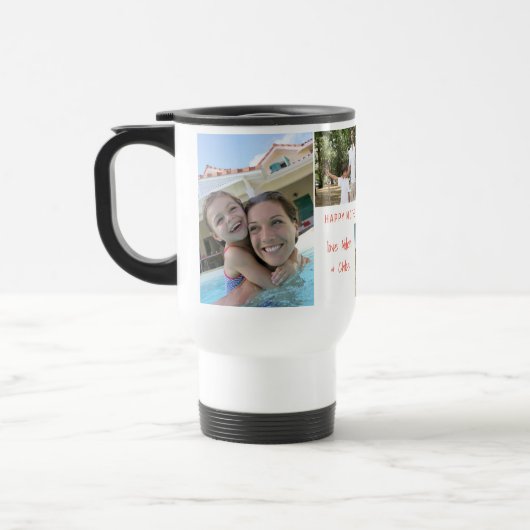 母の日フォトコラージュ5枚の写真と名前 トラベルマグ (左)