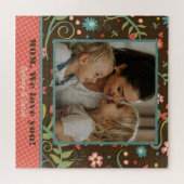 母の日フォトドラゴンフライかわいらしワイルドフラワー ジグソーパズル (横)