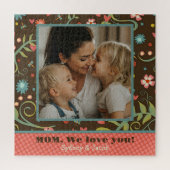 母の日フォトドラゴンフライかわいらしワイルドフラワー ジグソーパズル (縦)