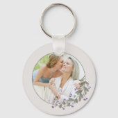 母の日フォトパープルかわいらしワイルドフラワーフレーム キーホルダー (裏面)